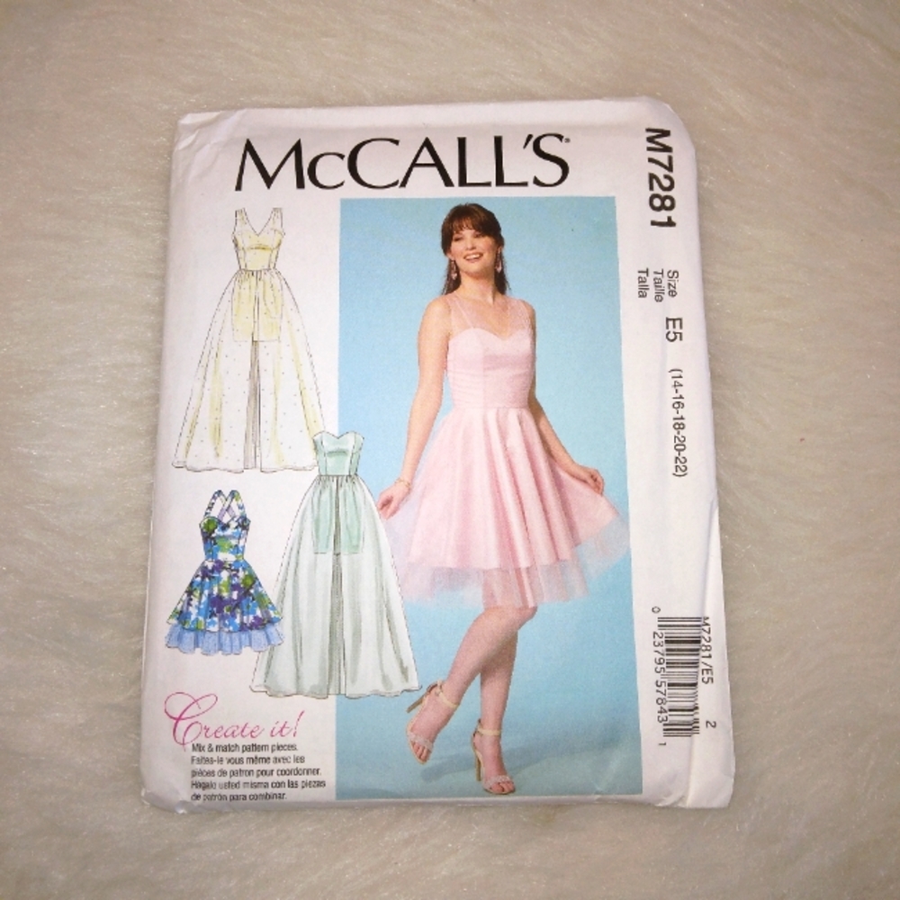 MCCALL'S M7281 Sz 14-22 Create It! Misses dress with mix-n-match pattern pieces